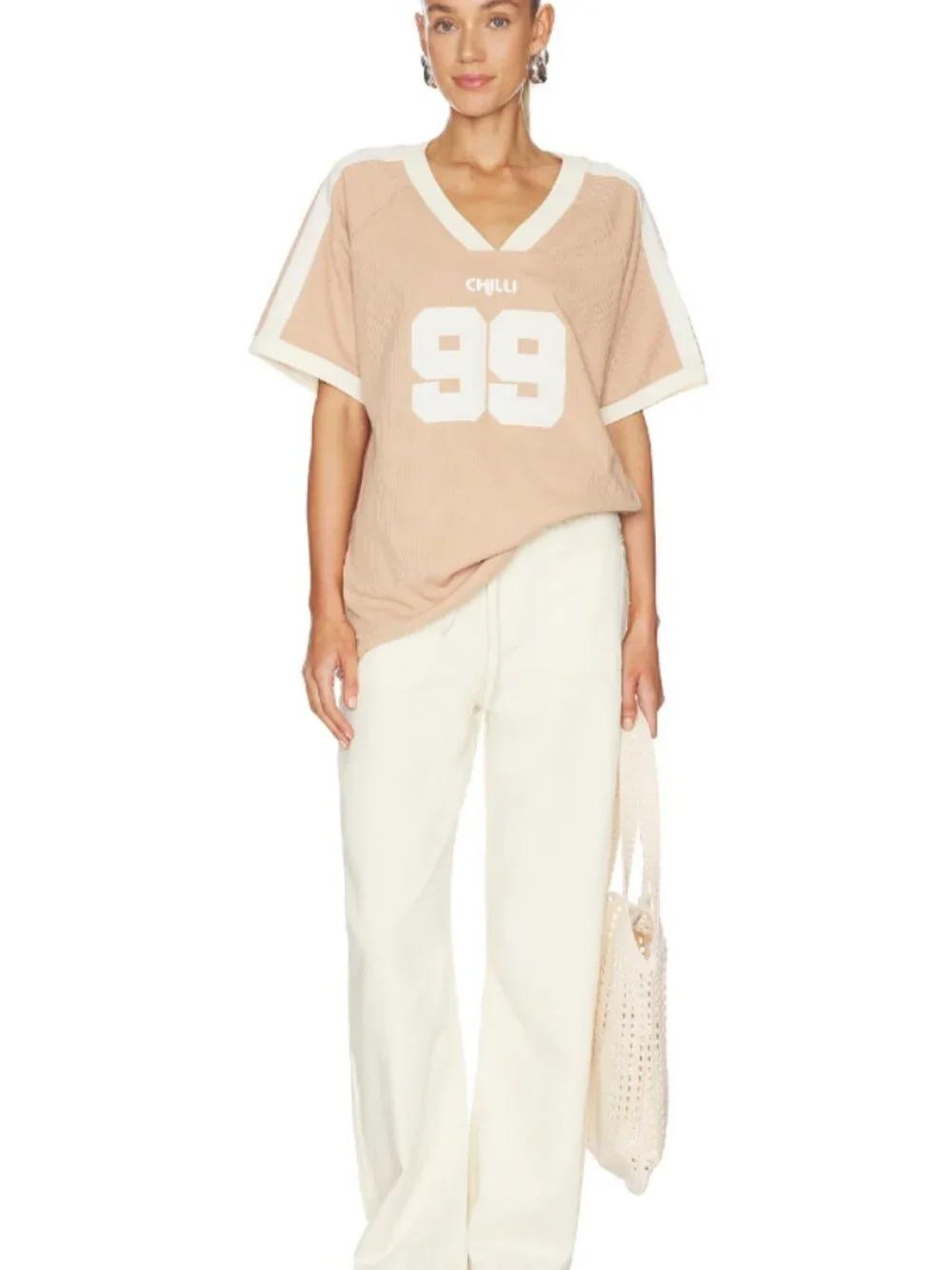 Araminta James Chilli 99 Waffle Tee in Latte Unique - Picture 4 of 5